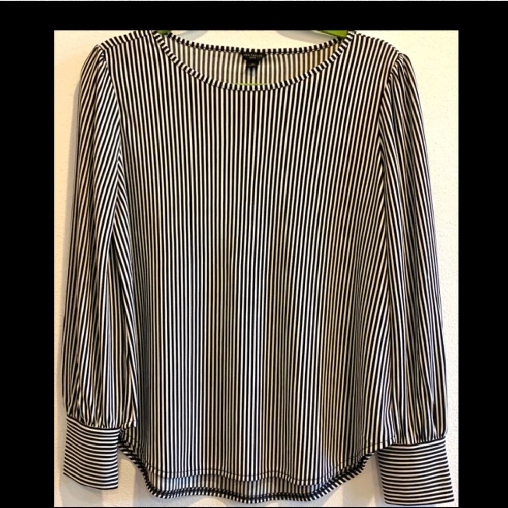 Ann Taylor black stripe blouse